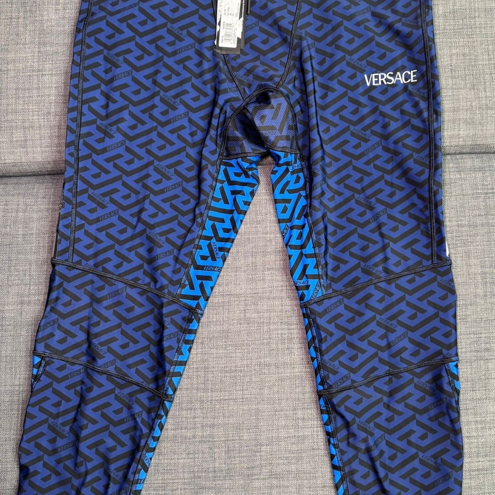 Versace Men’s Blue Patterned Leggings